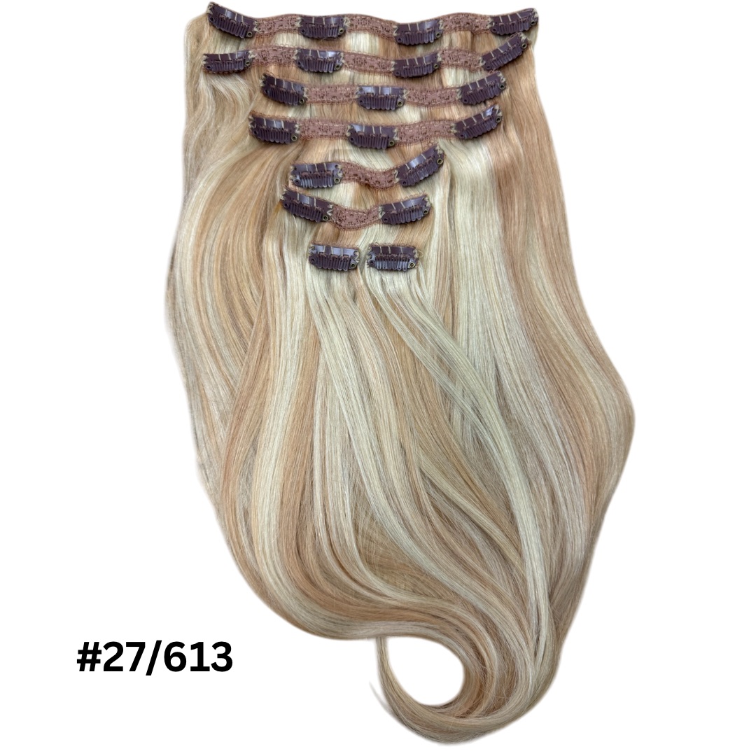 Abverkauf - fülliges 40 cm Echthaar Clip in Set in 40 cm Länge mit 120g – Bild 9